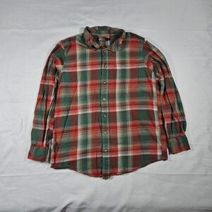 Boca Classics Flannel Shirt Men Red & Green Plaid Med Button Down 100%‎ Cotton